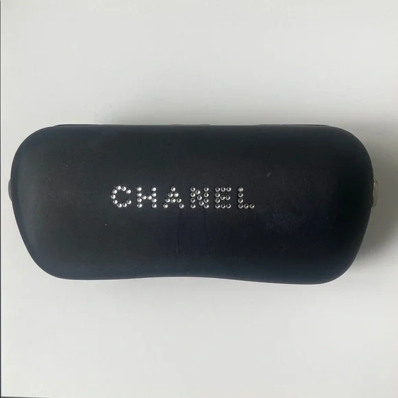 CHANEL Black Eyeglass Case with Swarovski Crystals Authentic